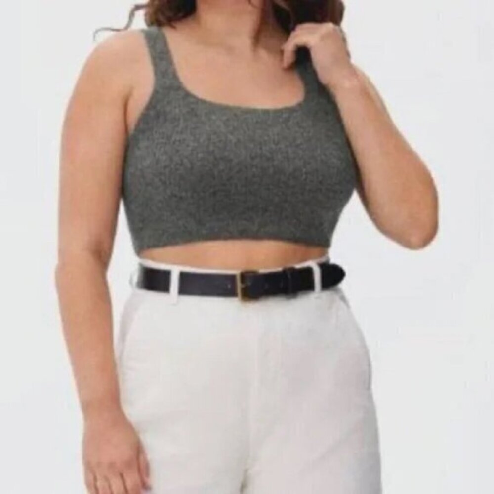 Everlane The Cozy Stretch Wool Tank Cropped in Heather Charcoal Gray Size M NWT